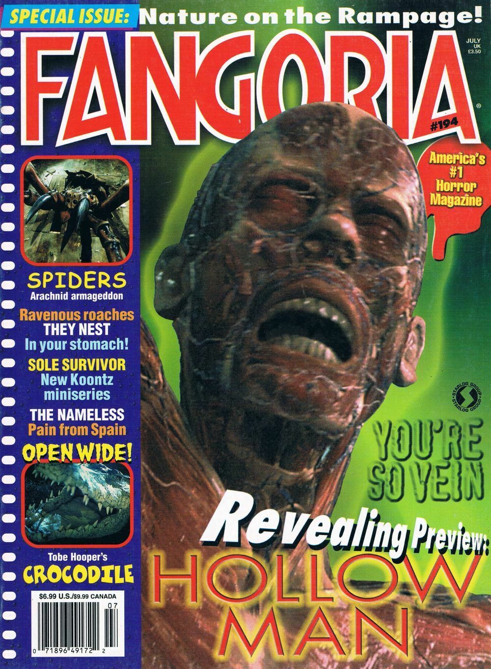 Fangoria # 194, July 2000 magazine back issue Fangoria magizine back copy 