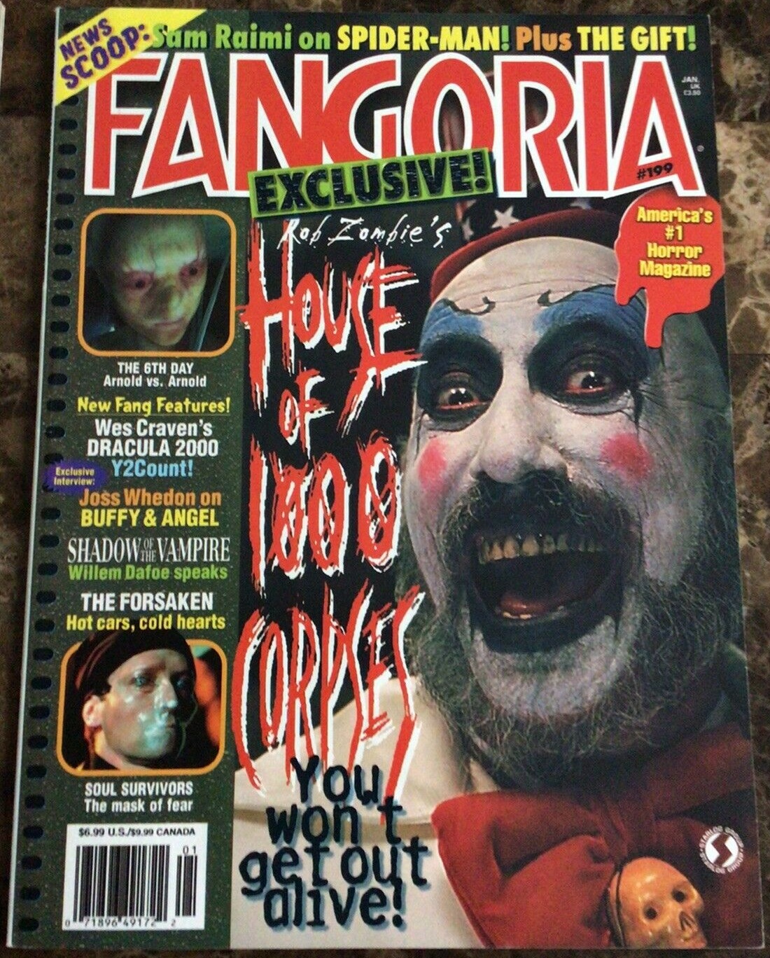 Fangoria # 199, January 2001 magazine back issue Fangoria magizine back copy 