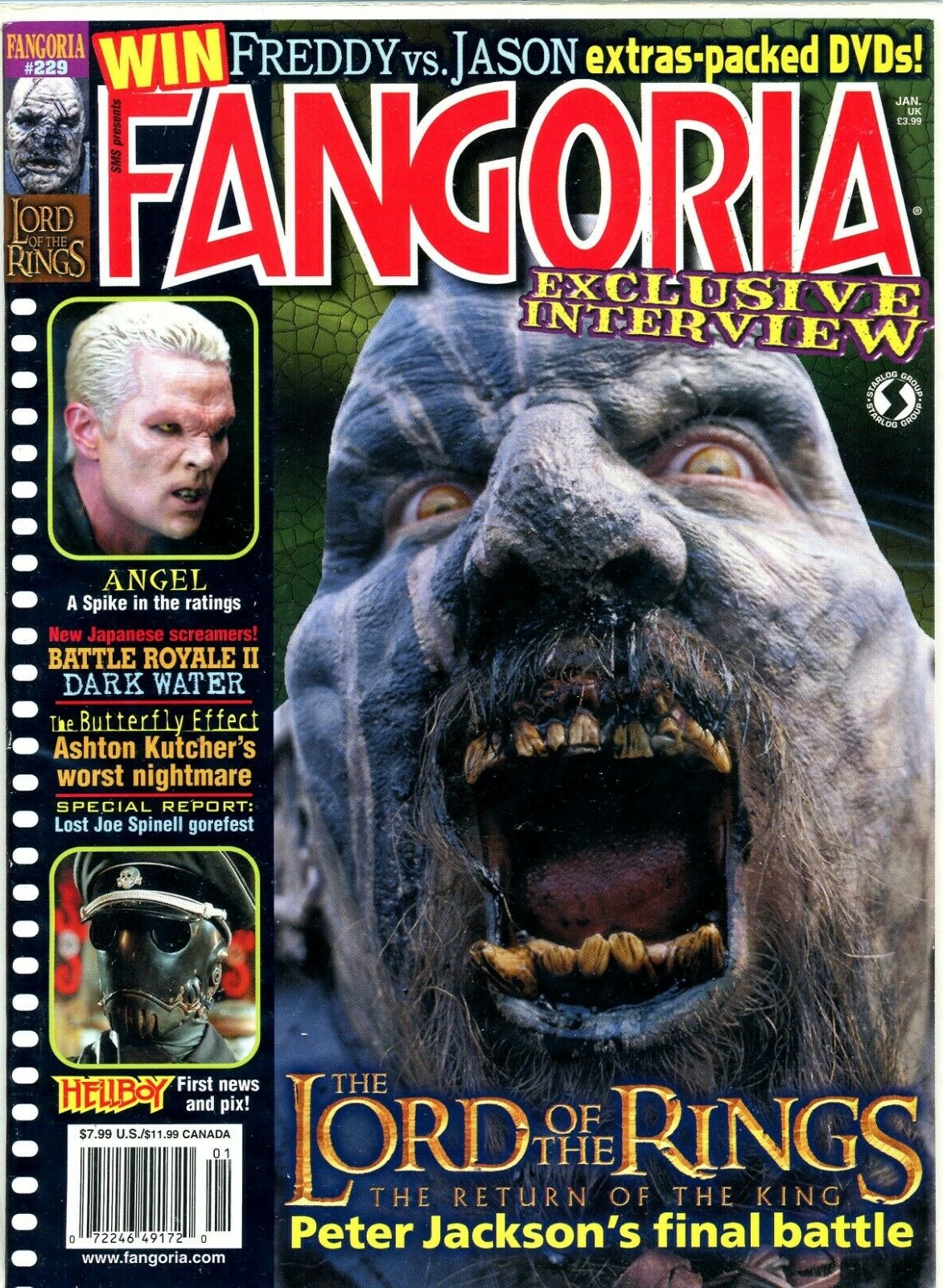 Fangoria # 229, January 2004 magazine back issue Fangoria magizine back copy 