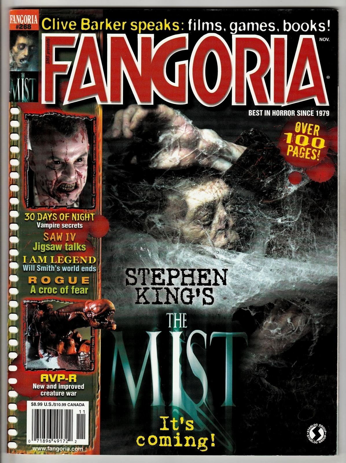 Fangoria # 268, November 2007 magazine back issue Fangoria magizine back copy 