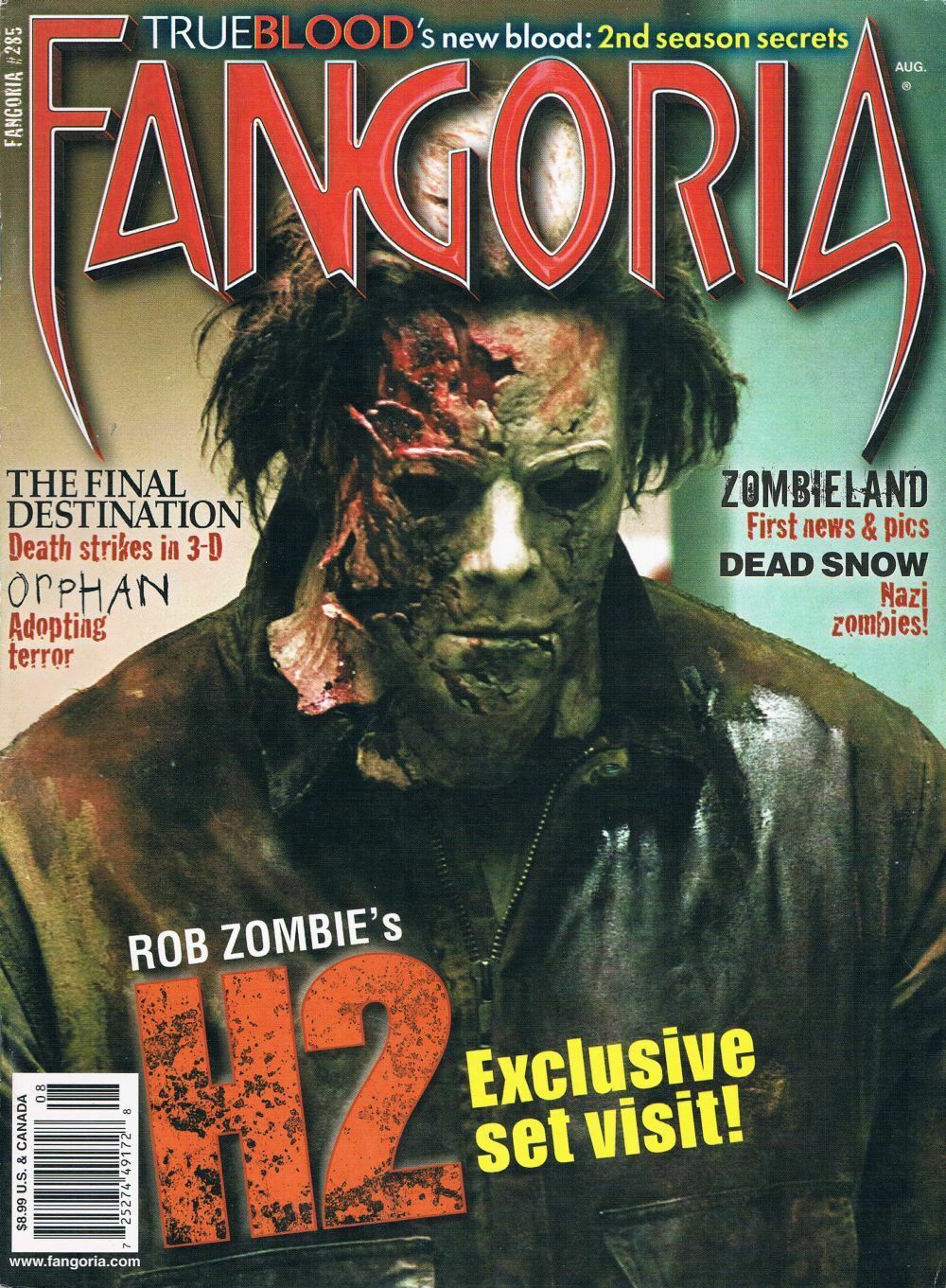 Fangoria # 285, August 2009 magazine back issue Fangoria magizine back copy 