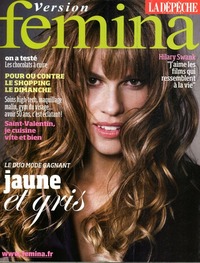 Hilary Swank magazine cover appearance Femina February 2008