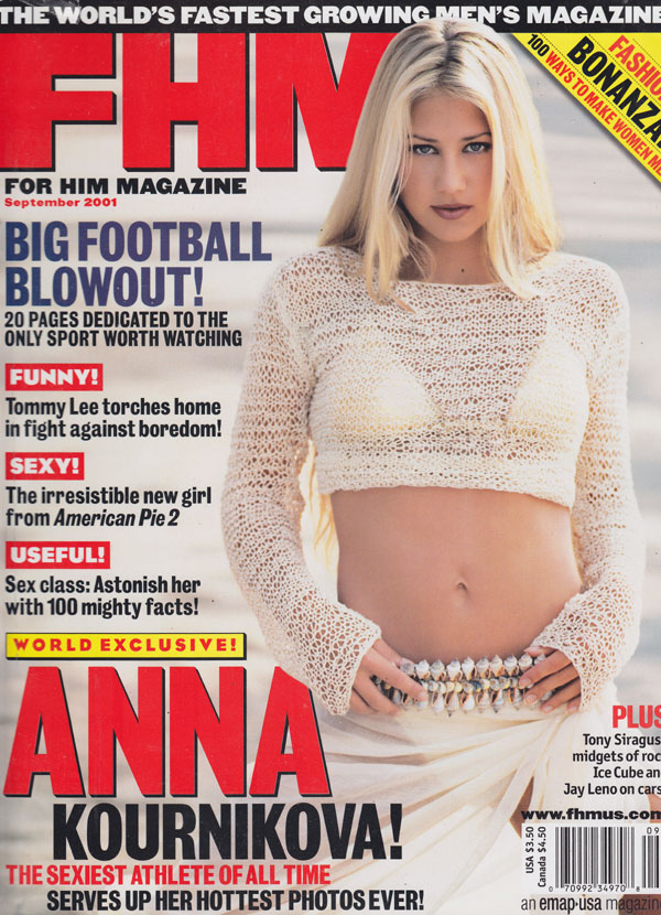 FHM # 14, September 2001 magazine back issue FHM (For Him Magazine) magizine back copy fhm magazine 2001 back issues anna kournikova covergirl sexiest athletes football special sex tips e