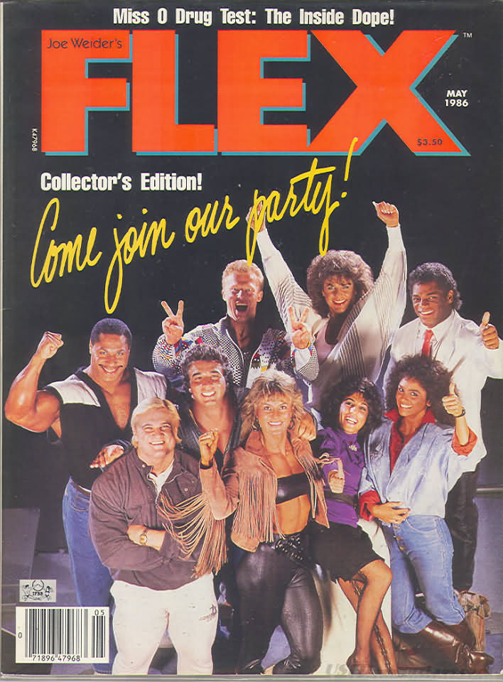 Flex May 1986 magazine back issue Flex magizine back copy Flex May 1986 Bodybuilding Magazine Back Issue Published by American Media in New York City. Miss O Drug Test: The Inside Dope!.