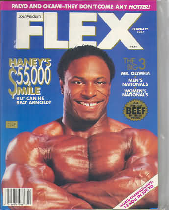 Flex February 1987 magazine back issue Flex magizine back copy Flex February 1987 Bodybuilding Magazine Back Issue Published by American Media in New York City. Palyo And Okami-They Don't Come Any Hotter!.