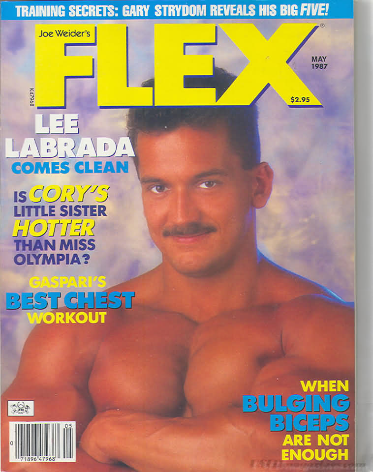 Flex May 1987 magazine back issue Flex magizine back copy Flex May 1987 Bodybuilding Magazine Back Issue Published by American Media in New York City. Training Secrets: Gary Strydom Reveals His Big Five!.
