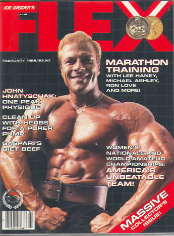 Flex February 1988 magazine back issue Flex magizine back copy Flex February 1988 Bodybuilding Magazine Back Issue Published by American Media in New York City. Marathon Training With Lee Haney Michael Ashley, Ron Love And More.