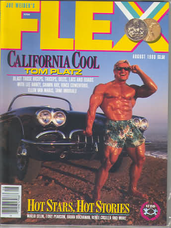 Flex August 1988 magazine back issue Flex magizine back copy Flex August 1988 Bodybuilding Magazine Back Issue Published by American Media in New York City. California Cool Tom Platz.