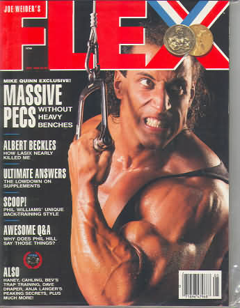 Flex May 1989 magazine back issue Flex magizine back copy Flex May 1989 Bodybuilding Magazine Back Issue Published by American Media in New York City. Mike Quinn Exclusive! Massive Pecs Without Heavy Benches.