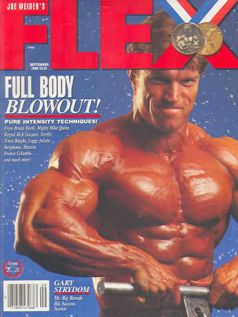 Flex September 1989 magazine back issue Flex magizine back copy Flex September 1989 Bodybuilding Magazine Back Issue Published by American Media in New York City. Full Body Blowout! Pure Intensity Techniques!.