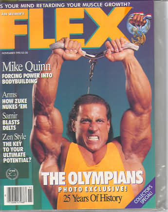 Flex November 1990 magazine back issue Flex magizine back copy Flex November 1990 Bodybuilding Magazine Back Issue Published by American Media in New York City. Mike Quinn Forcing Power Into Body Building.