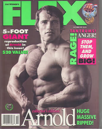 Flex October 1991 magazine back issue Flex magizine back copy Flex October 1991 Bodybuilding Magazine Back Issue Published by American Media in New York City. Covergirl Arnold Schwarzenegger.