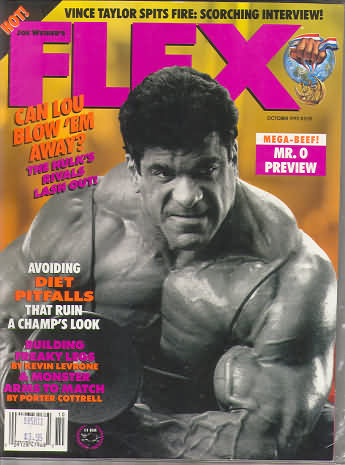 Flex October 1992 magazine back issue Flex magizine back copy Flex October 1992 Bodybuilding Magazine Back Issue Published by American Media in New York City. Covergirl Lou Ferrigno.
