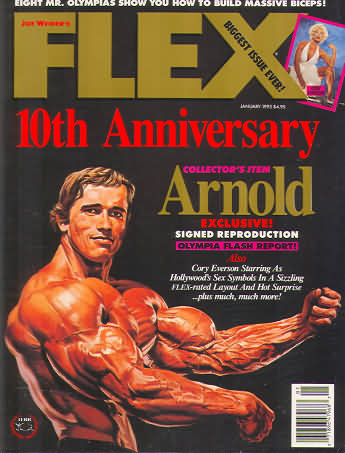 Flex January 1993 magazine back issue Flex magizine back copy Flex January 1993 Bodybuilding Magazine Back Issue Published by American Media in New York City. Covergirl Arnold Schwarzenegger.