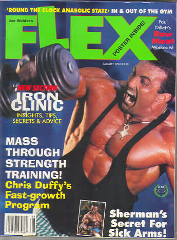 Flex August 1993 magazine back issue Flex magizine back copy Flex August 1993 Bodybuilding Magazine Back Issue Published by American Media in New York City. Round The Clock Anabolic State: In & Out Of The Gym.