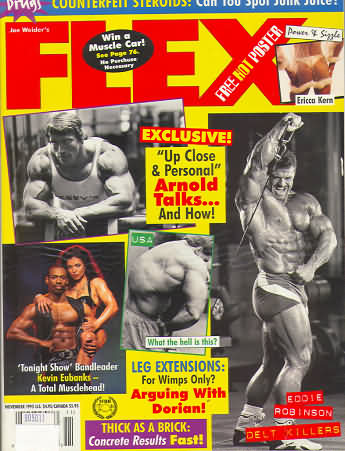 Flex November 1995 magazine back issue Flex magizine back copy Flex November 1995 Bodybuilding Magazine Back Issue Published by American Media in New York City. Exclusive! Up Close & Personal Arnold Talks...And How!.