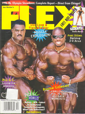 Flex December 1996 magazine back issue Flex magizine back copy Flex December 1996 Bodybuilding Magazine Back Issue Published by American Media in New York City. 1996 Mr. Olympia Showdown: Complete Report-Direct  From Chicago!.