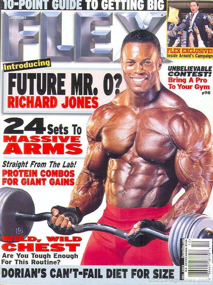 Flex December 2003 magazine back issue Flex magizine back copy Flex December 2003 Bodybuilding Magazine Back Issue Published by American Media in New York City. Introducing Future Mr. O?Richard Jones.