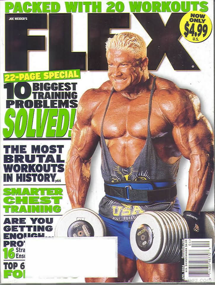 Flex April 2004 magazine back issue Flex magizine back copy Flex April 2004 Bodybuilding Magazine Back Issue Published by American Media in New York City. Packed With 20 Workouts.