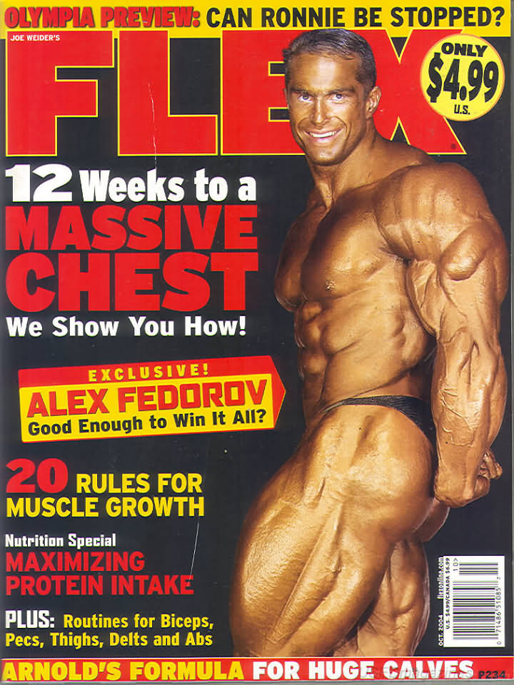 Flex October 2004 magazine back issue Flex magizine back copy Flex October 2004 Bodybuilding Magazine Back Issue Published by American Media in New York City. Olympia Preview: Can Ronnie Be Stopped?.