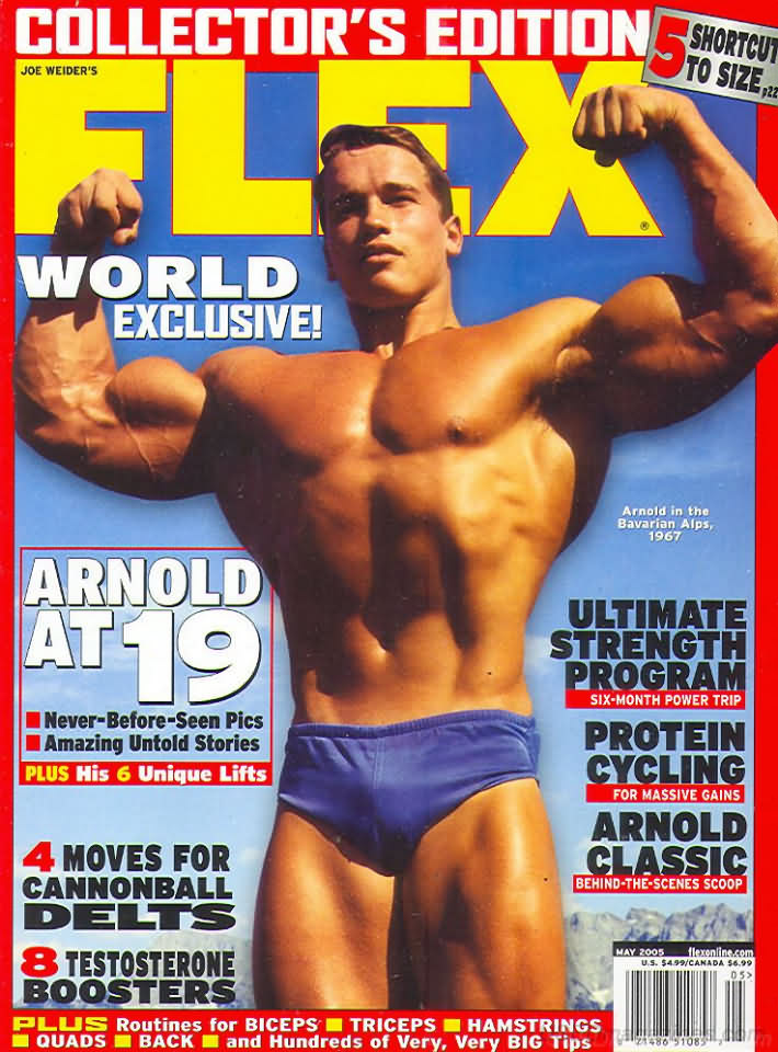 Flex May 2005 magazine back issue Flex magizine back copy Flex May 2005 Bodybuilding Magazine Back Issue Published by American Media in New York City. Arnold At 19 Never-Before-Seen Pics Amazing Untold Stories Plus His 6 Unique Lifts.