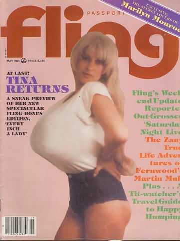 Fling May 1981 magazine back issue Fling magizine back copy Fling May 1981 Bra Busters Showcase Adult Magazine Back Issue Dedicated to Big Breast Lovers. At Last: Tina Returns.