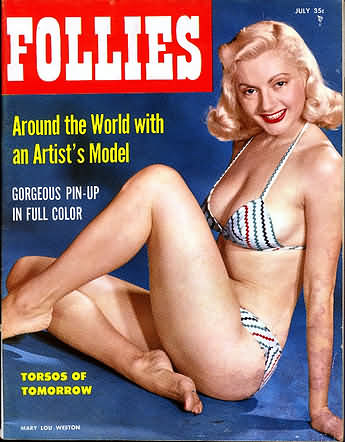 Follies July 1957 magazine back issue Follies magizine back copy Follies July 1957 Vintage Pin-Up Girls Adult Magazine Back Issue Beautiful Ornamental Naked Women. Around The World With An Artist's Model.