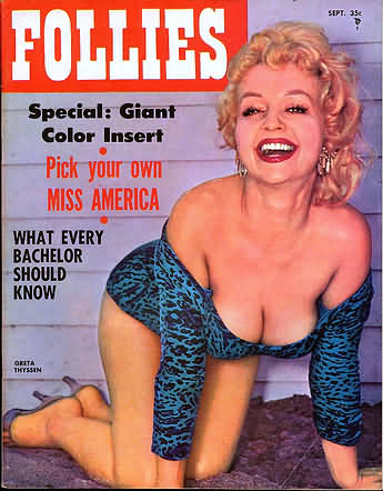 Follies September 1957 magazine back issue Follies magizine back copy Follies September 1957 Vintage Pin-Up Girls Adult Magazine Back Issue Beautiful Ornamental Naked Women. Special: Giant Color Insert.