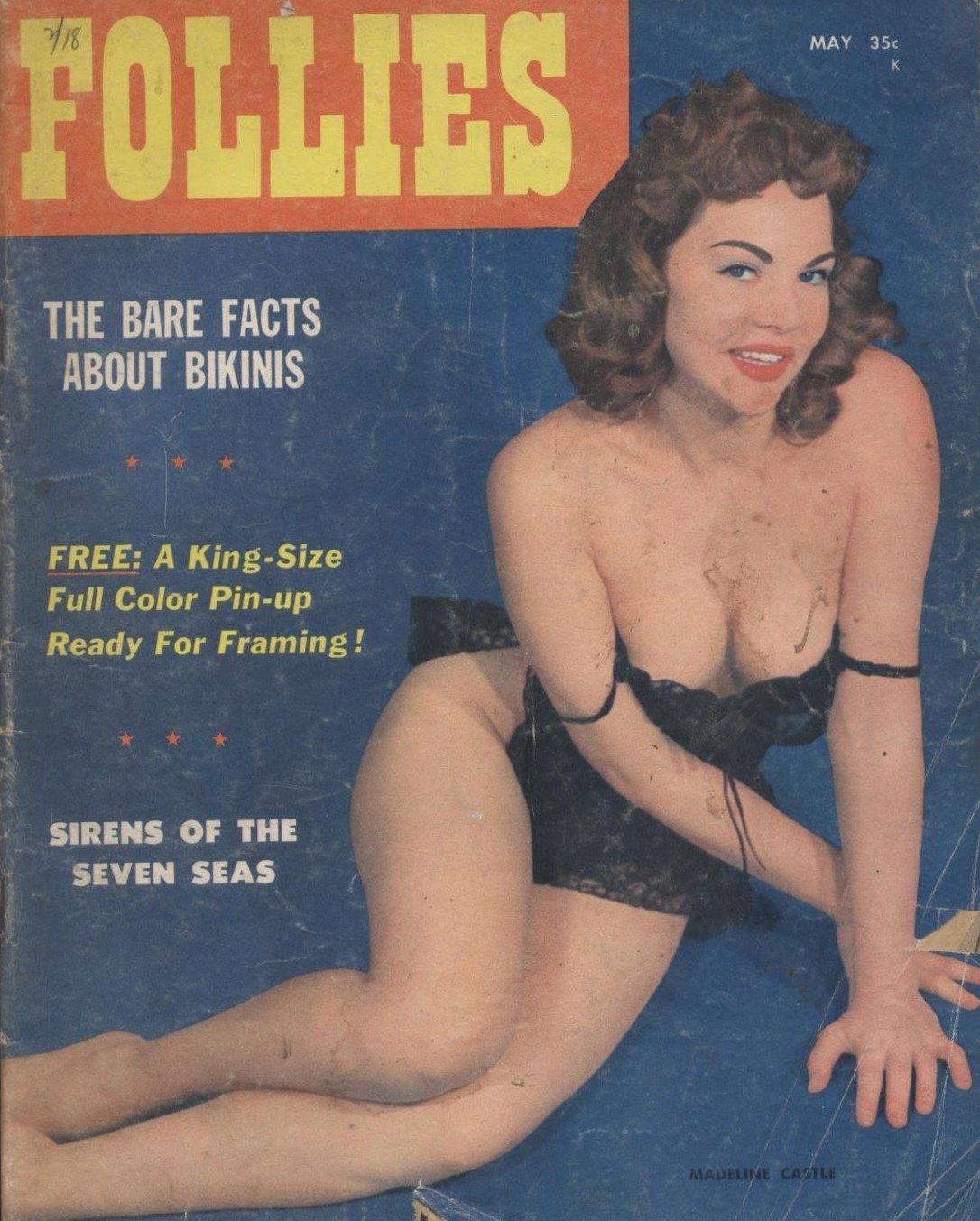 Follies May 1958 magazine back issue Follies magizine back copy Follies May 1958 Vintage Pin-Up Girls Adult Magazine Back Issue Beautiful Ornamental Naked Women. The Bare Facts About Bikinis.