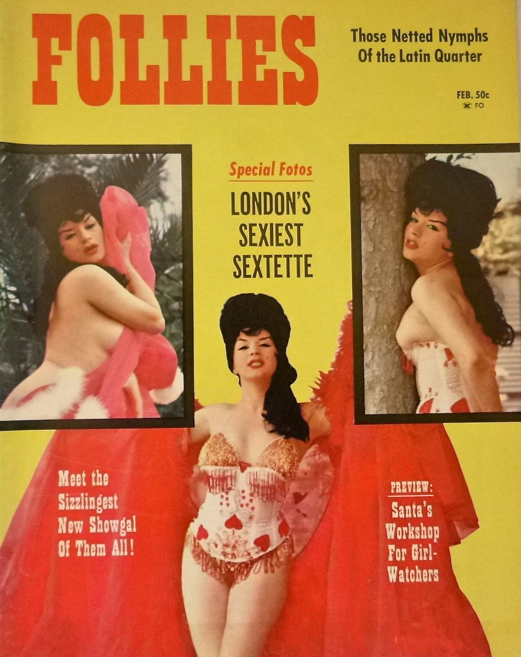 Follies February 1964 magazine back issue Follies magizine back copy Follies February 1964 Vintage Pin-Up Girls Adult Magazine Back Issue Beautiful Ornamental Naked Women. Those Netted Nymphs Of The Latin Quarter.