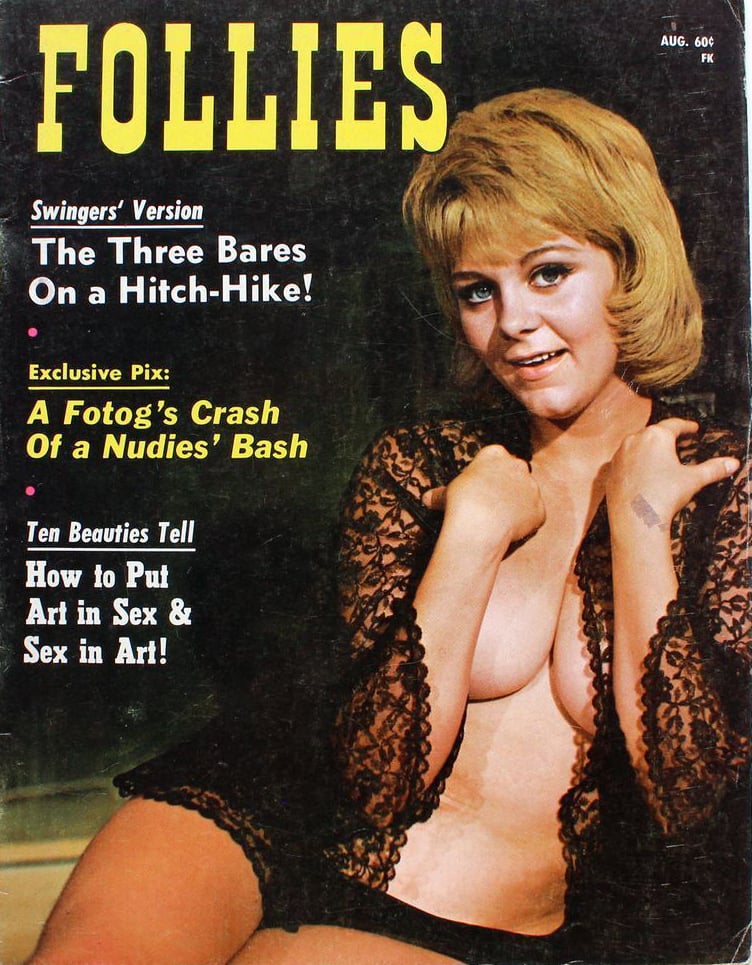 Follies August 1968 magazine back issue Follies magizine back copy Follies August 1968 Vintage Pin-Up Girls Adult Magazine Back Issue Beautiful Ornamental Naked Women. Swingers Version The Three Bares On A Hitch - Hike!.