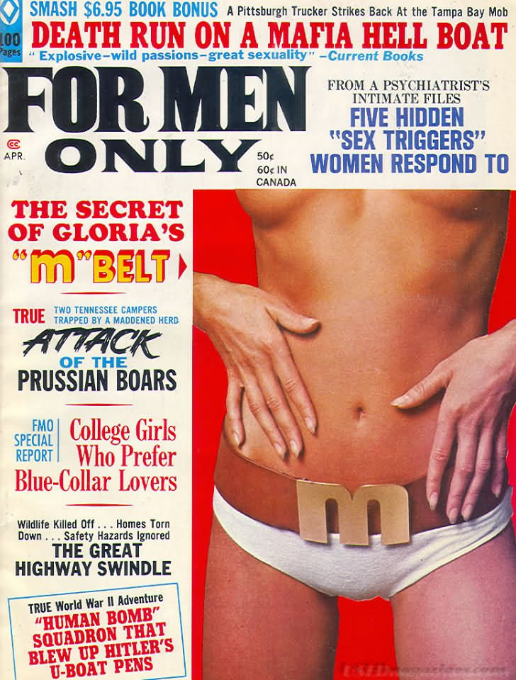 For Men Only April 1971 magazine back issue For Men Only magizine back copy 