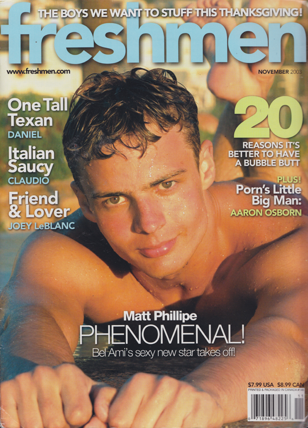 Freshmen November 2003 magazine back issue Freshmen magizine back copy Tall Texan,Italian Saucy,Friend & Lover,Bubble Butt,Riding Boys in Cars,Gang Bang Strad ,Below the R