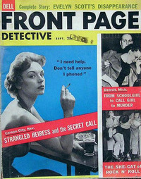 Jessie Law magazine cover appearance Front Page Detective September 1956