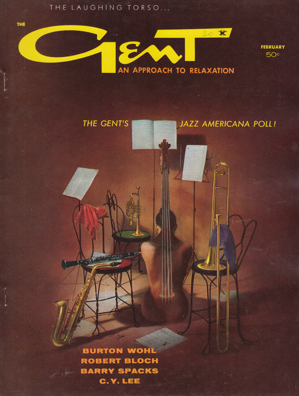 Gent February 1960 magazine back issue Gent magizine back copy jazz americana matter of taste captions outrageous shock of twilight neon graveyard whistling in the