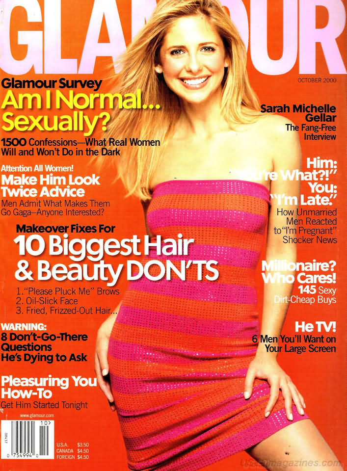 Glamour October 2000 magazine back issue Glamour magizine back copy Glamour October 2000 Womens Magazine Back Issue Published by Conde Nast Publications. Glamour Survey Am I Normal...Sexually?.