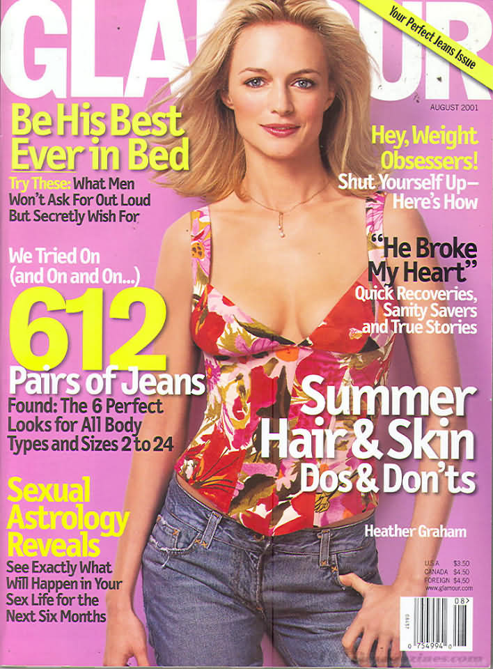 Glamour August 2001 magazine back issue Glamour magizine back copy Glamour August 2001 Womens Magazine Back Issue Published by Conde Nast Publications. Be His Best Ever In Bed Try These: What Men Won't Ask For Out Loud But Secretly Wish For.