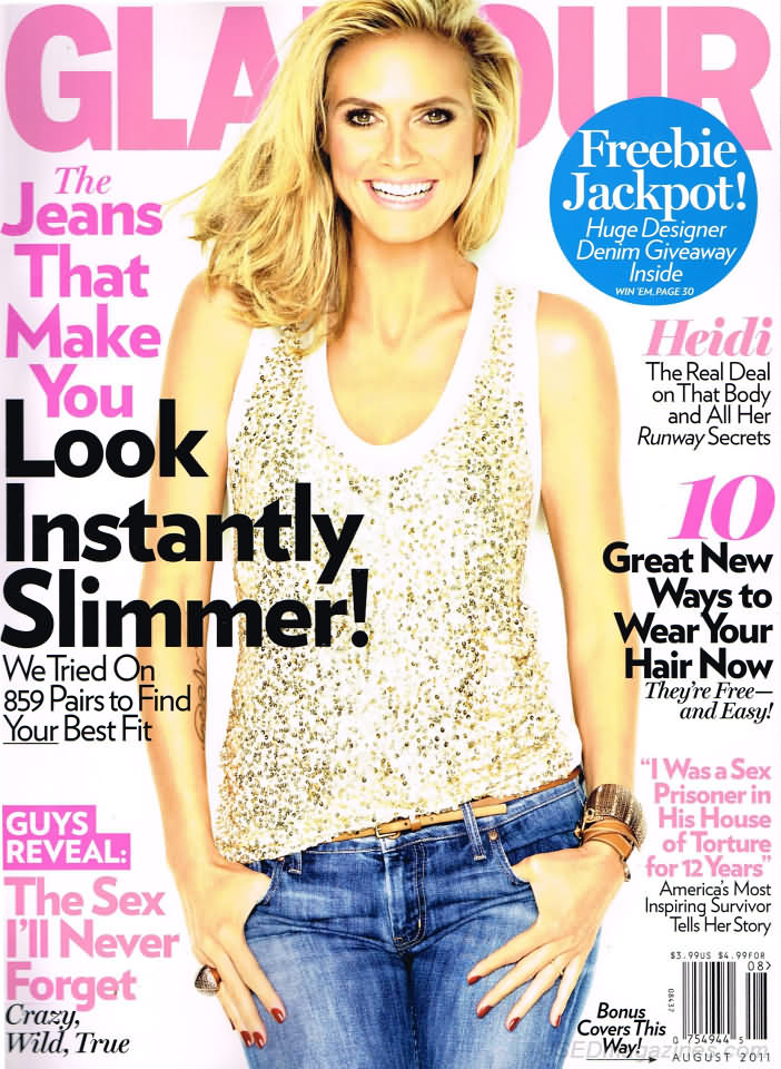 Glamour August 2011 magazine back issue Glamour magizine back copy Glamour August 2011 Womens Magazine Back Issue Published by Conde Nast Publications. The Jeans That Make You Look Instantly Slimmer!.