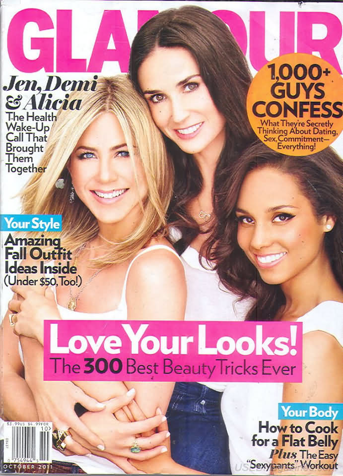 Glamour October 2011 magazine back issue Glamour magizine back copy Glamour October 2011 Womens Magazine Back Issue Published by Conde Nast Publications. Jen, Demi & Alicia The Health Wake - Up Call That Brought Them Together.