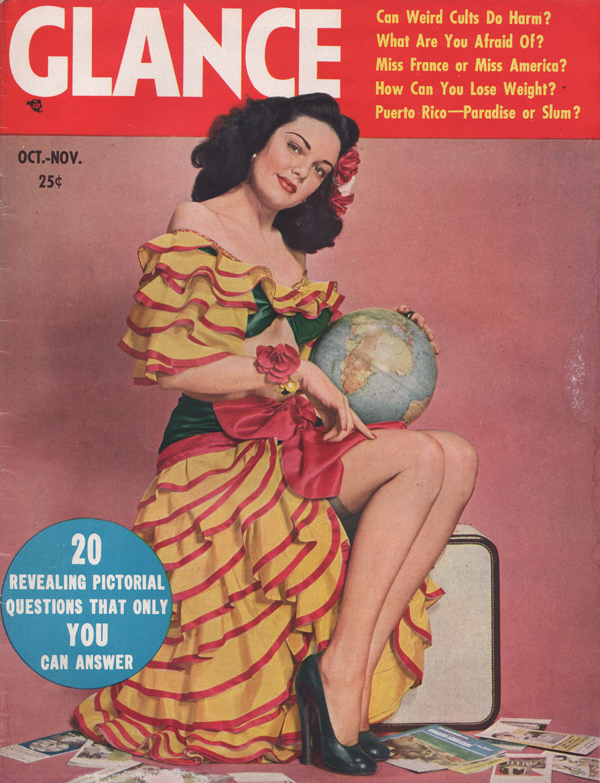 Glance October/November 1948 magazine back issue Glance magizine back copy Can You Lose Weight,Weird Cults,PUERTO RICO,BRAWNY BABES,STOCKINGS OR BARE LEGS,PASSION
