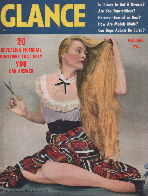 Glance December 1948/January 1949 magazine back issue Glance magizine back copy Harems,Superstitious,Get a Divorce,How Are Models Made,dope addicts,GLAMAZONS OR PETITE PRETTIES