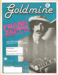 Frank Zappa magazine cover appearance Goldmine January 1989