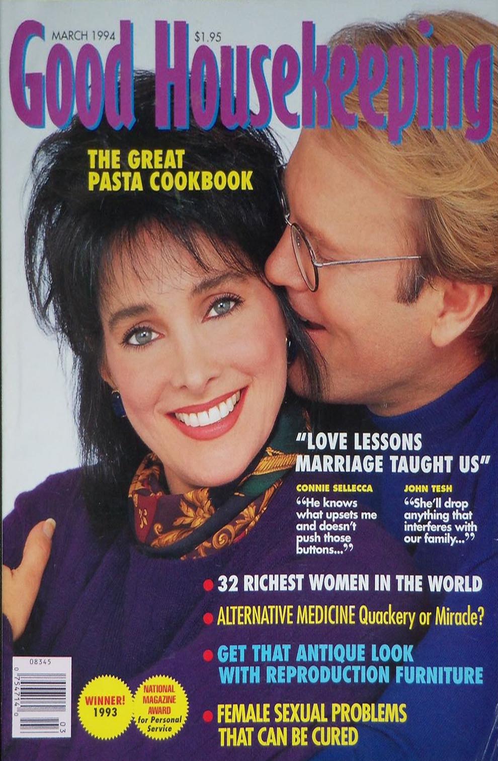 Good Housekeeping March 1994 magazine back issue Good Housekeeping magizine back copy Good Housekeeping March 1994 American womens magazine Back Issue Published by Hearst Publishing Corporation. Covergirl Connie Sellecca & John Tesh.