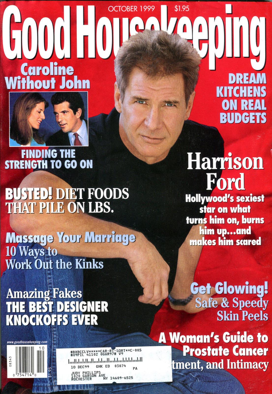 Good Housekeeping October 1999 magazine back issue Good Housekeeping magizine back copy Good Housekeeping October 1999 American womens magazine Back Issue Published by Hearst Publishing Corporation. Covergirl Harrison Ford.