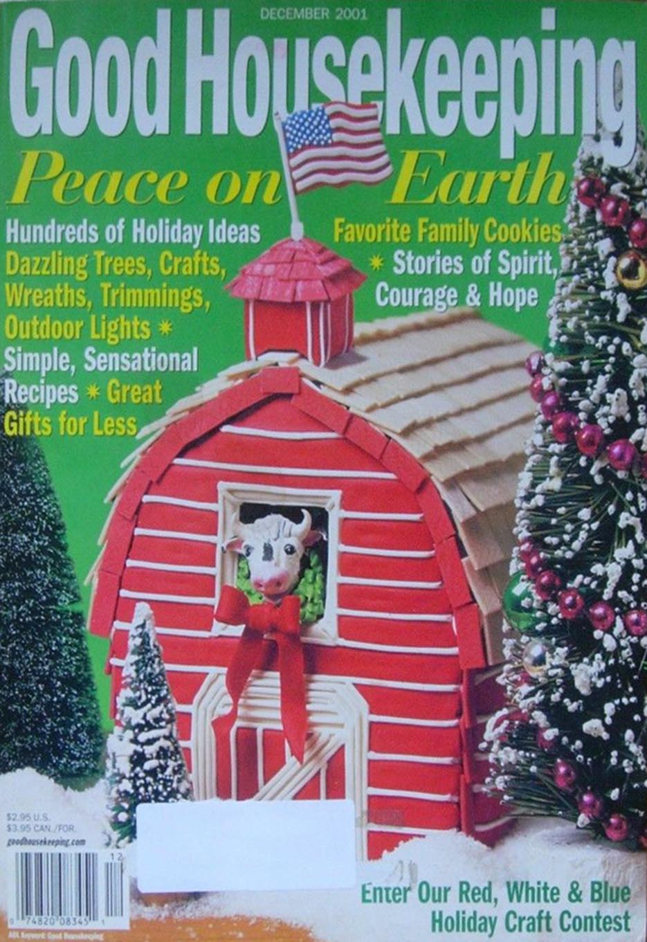 Good Housekeeping December 2001 magazine back issue Good Housekeeping magizine back copy Good Housekeeping December 2001 American womens magazine Back Issue Published by Hearst Publishing Corporation. Hundreds Of Holiday Ideas Dazzling Trees, Crafts, Wreaths, Trimmings, Outdoor Lights.