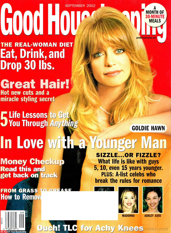 Good Housekeeping September 2002 magazine back issue Good Housekeeping magizine back copy Good Housekeeping September 2002 American womens magazine Back Issue Published by Hearst Publishing Corporation. Covergirl Goldie Hawn.