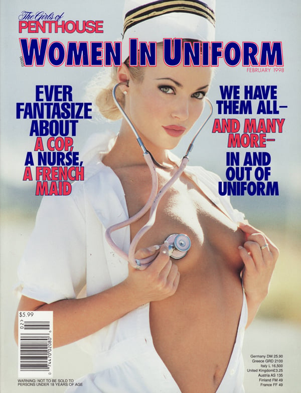 Girls Penthouse February 1998 - Women in Uniform magazine back issue Girls of Penthouse magizine back copy Women in Uniform cop nurse french maid fantasy in and out Jamie Summers Nikki Lynn naked secretary n