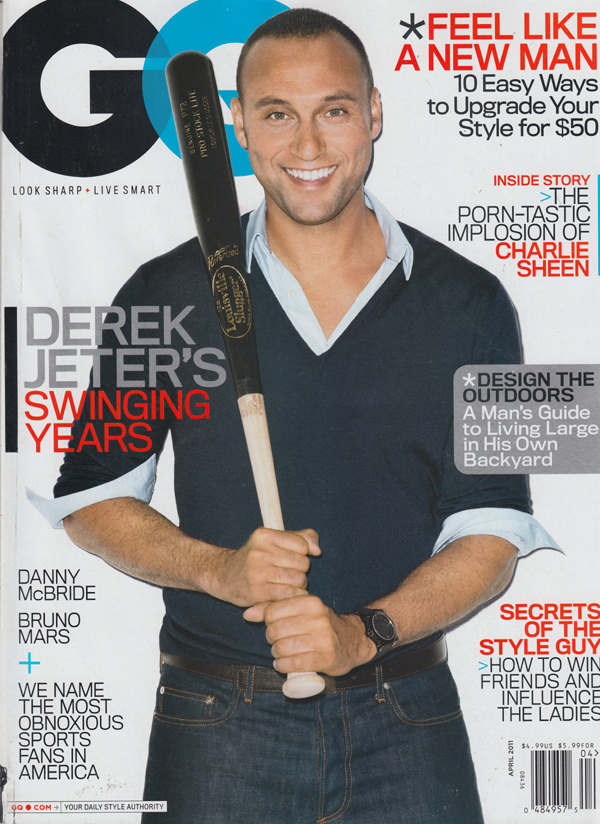 GQ April 2011 magazine back issue GQ magizine back copy derek jeter swining years feel like a new man upgrade you style 50 dollars charlie sheen porn implos