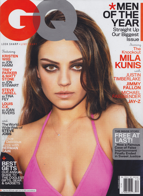 GQ December 2011 magazine back issue GQ magizine back copy Mila Kunis, Jimmy Fallon & Justin Timberlake, Men of the Year, Dick in a Box, buffalo plaid,Dim Sum 