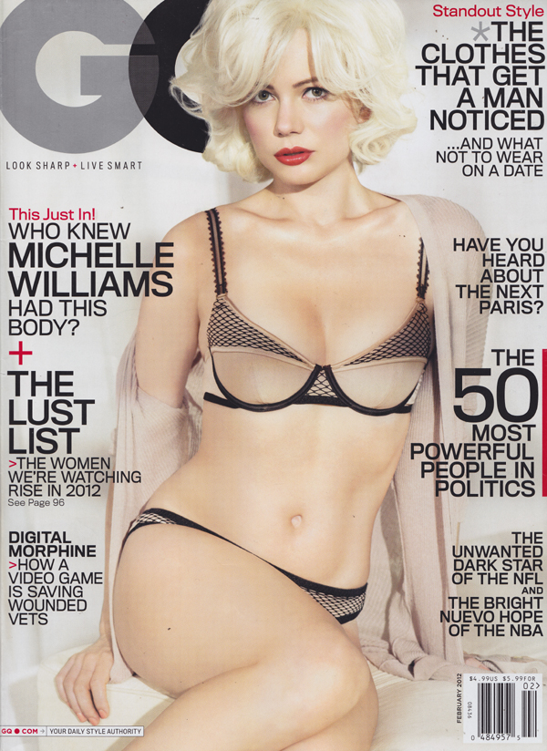 GQ February 2012 magazine back issue GQ magizine back copy Michelle Williams,Clothes That Get a Man Noticed,Next Paris, Video Game is Saving Wounded Vets
